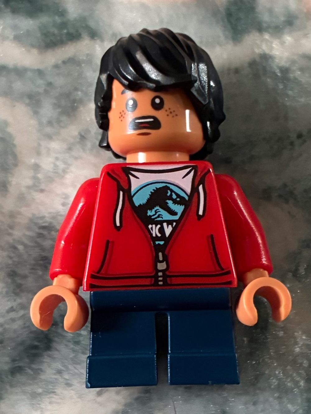 Lego Minifigure with Red Hoodie and Blue Legs
